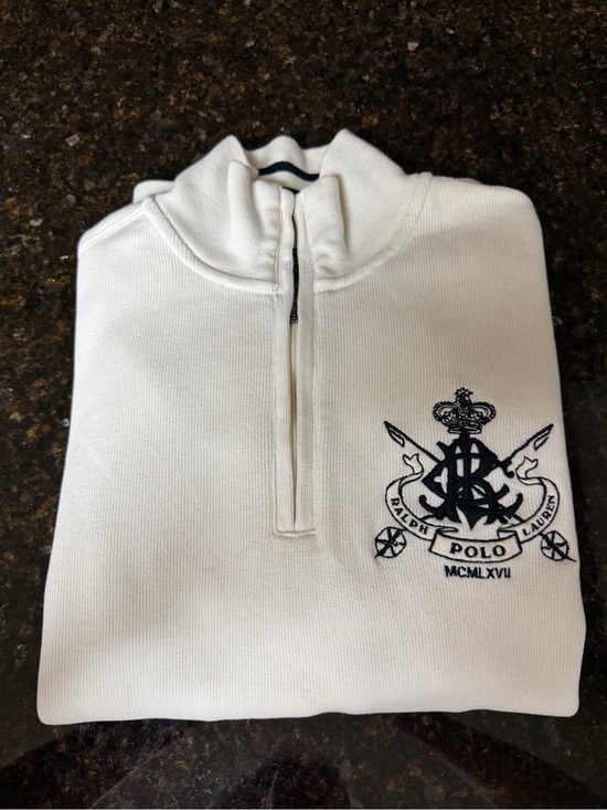 Polo Ralph Lauren Other - Polo by Ralph Lauren White & Navy Quarter-Zip Sweater